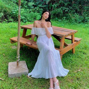 ALANTINO White Off the shoulder dress